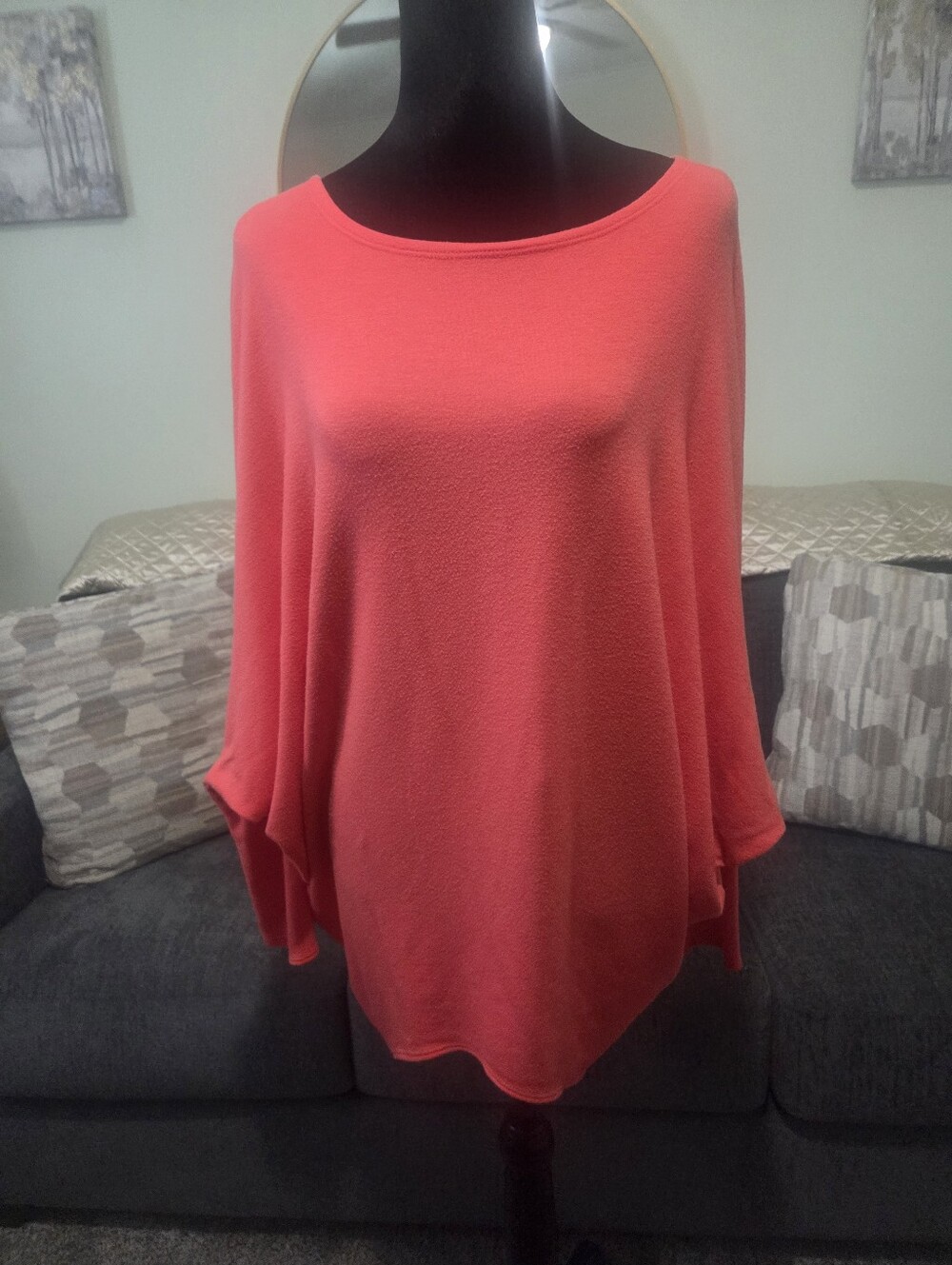 Off-the-Shoulder Coral Lightweight Boatneck Sweater